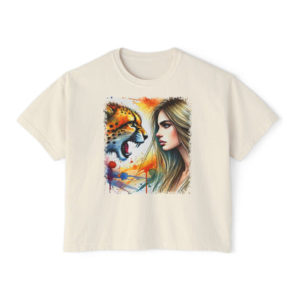 PERSONALIZE She Runs with No Fear - Oversized Boxy Fit Graphic T-shirt
