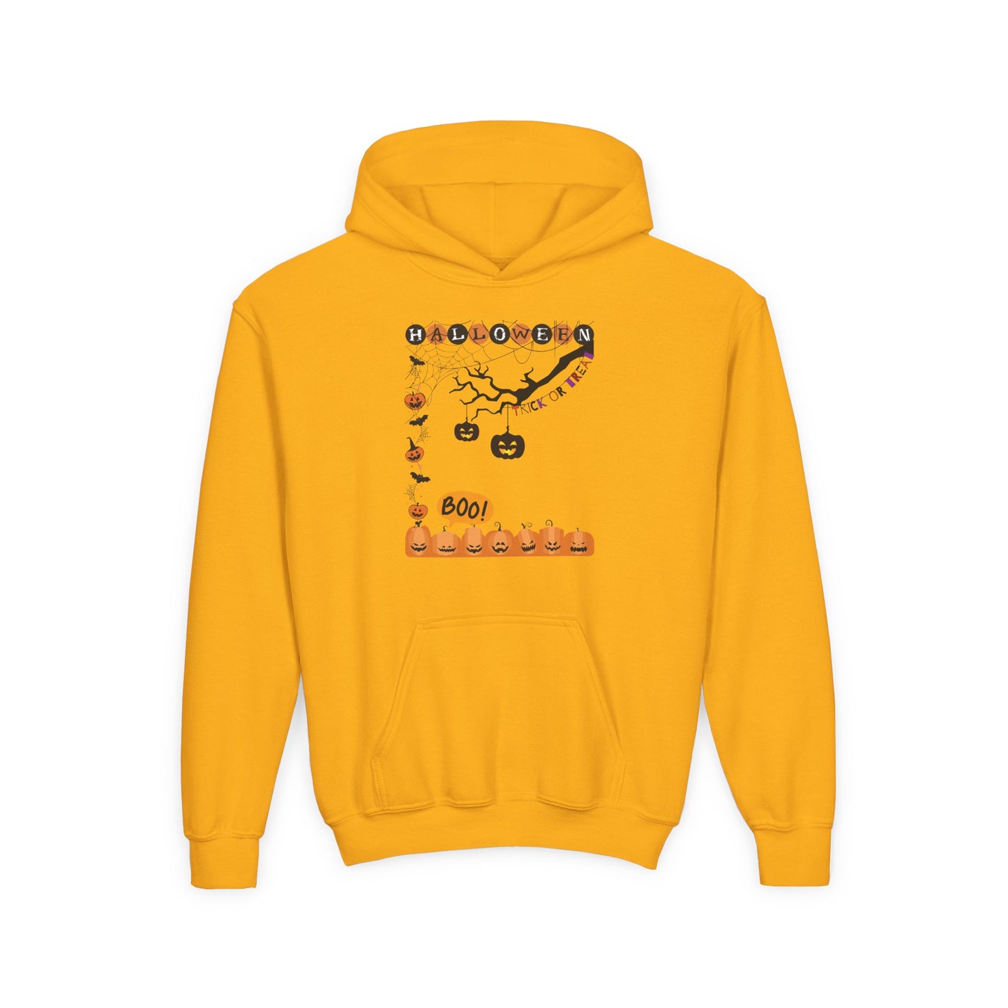 Kids Pumpkin Smile Squad Heavy Blend Cozy Hoodie