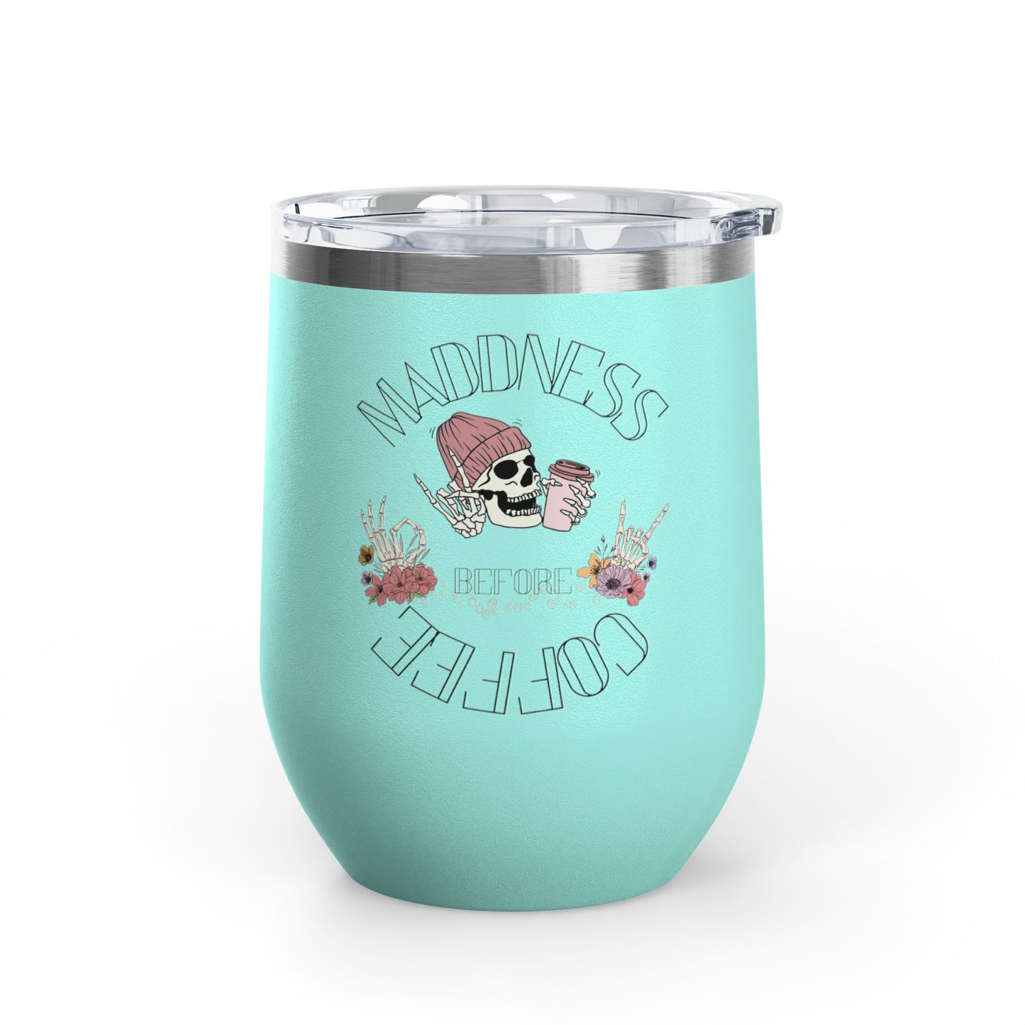 Skull Madness with Flowers Travel Mug 12oz