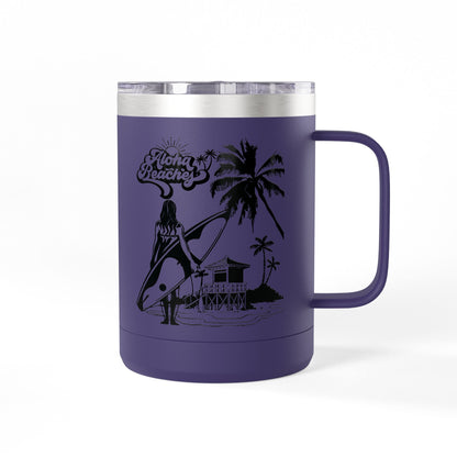 Surfing  Girl Mug Tumbler, 15oz