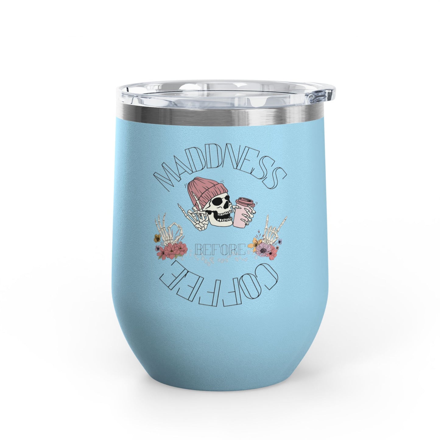Skull Madness with Flowers Travel Mug 12oz