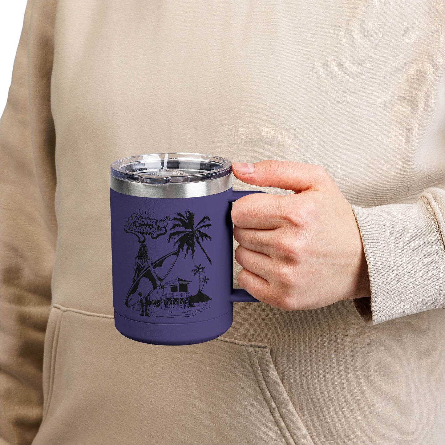 Surfing  Girl Mug Tumbler, 15oz