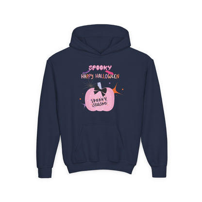 Kids Pretty in Pink Spooky Season Heavy Blend Cozy Hoodie