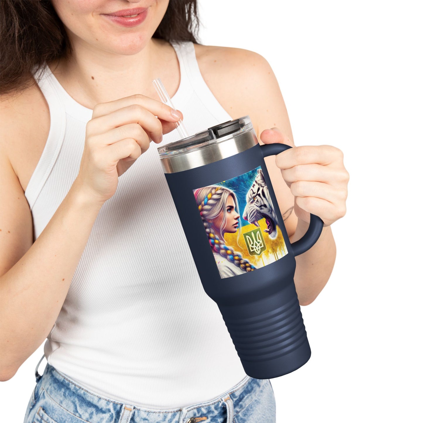 Ukrainian Wild Spirit  Girl Travel Mug, 40oz