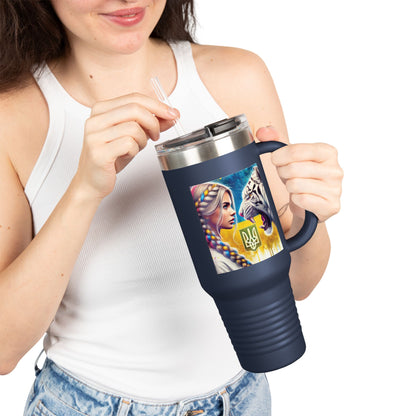 Ukrainian Wild Spirit  Girl Travel Mug, 40oz