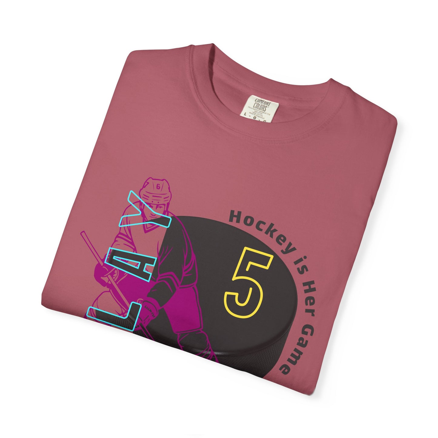 PERSONALIZE Women's Hockey Player Garment-Dyed T-shirt