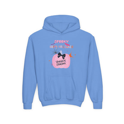 Kids Pretty in Pink Spooky Season Heavy Blend Cozy Hoodie