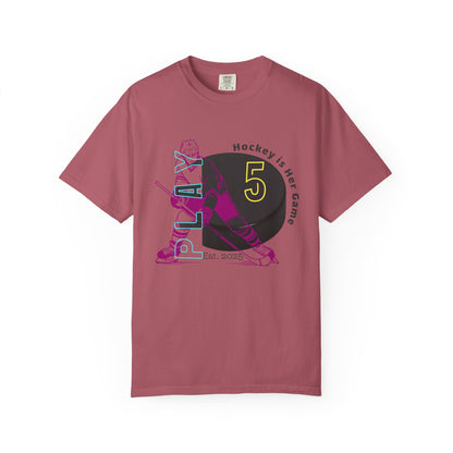 PERSONALIZE Women's Hockey Player Garment-Dyed T-shirt