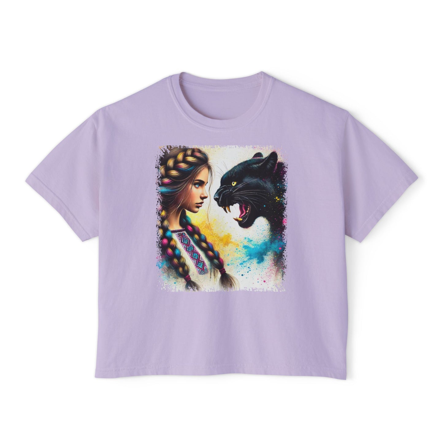PERSONALIZE Ukrainian Soul, Panther Heart - Oversized Boxy Fit Graphic T-shirt