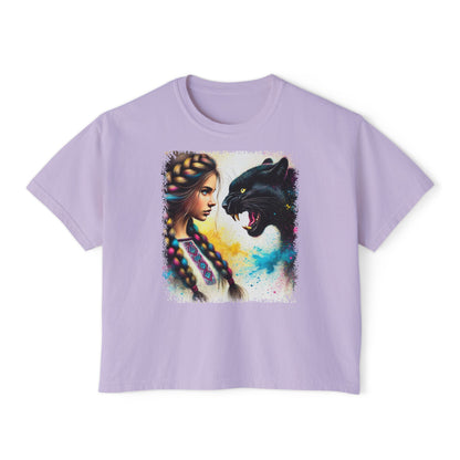 PERSONALIZE Ukrainian Soul, Panther Heart - Oversized Boxy Fit Graphic T-shirt