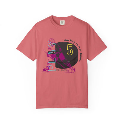 PERSONALIZE Women's Hockey Player Garment-Dyed T-shirt