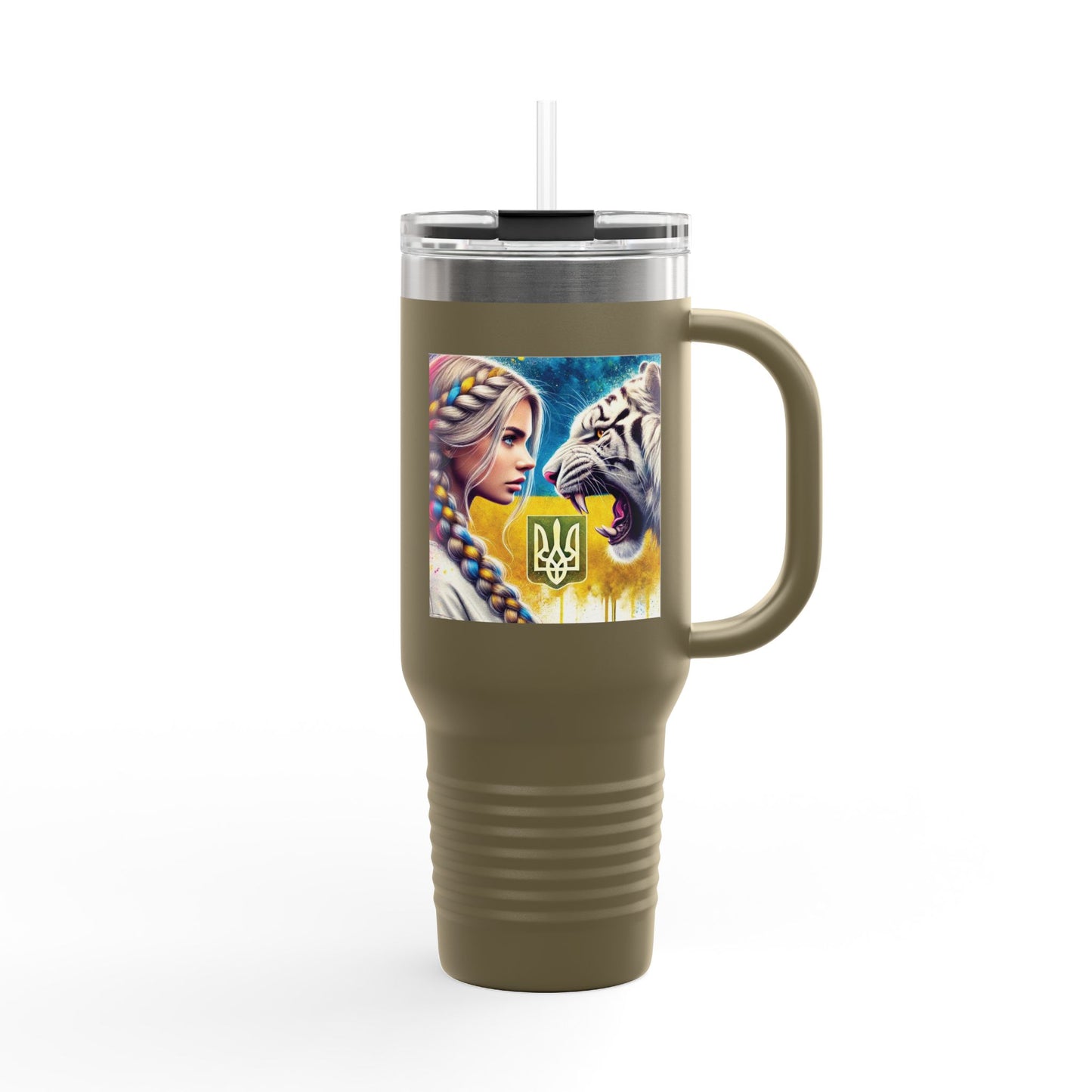 Ukrainian Wild Spirit  Girl Travel Mug, 40oz