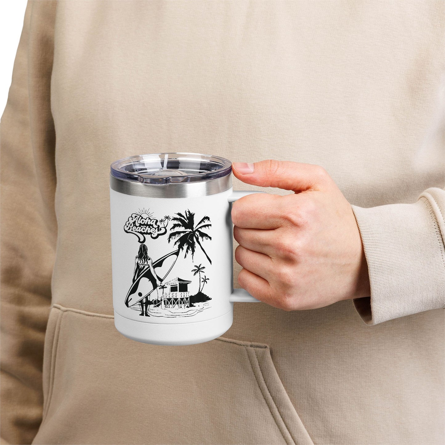 Surfing  Girl Mug Tumbler, 15oz