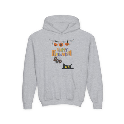 Kids Black Cat & Pumpkin Patch Heavy Blend Cozy Hoodie