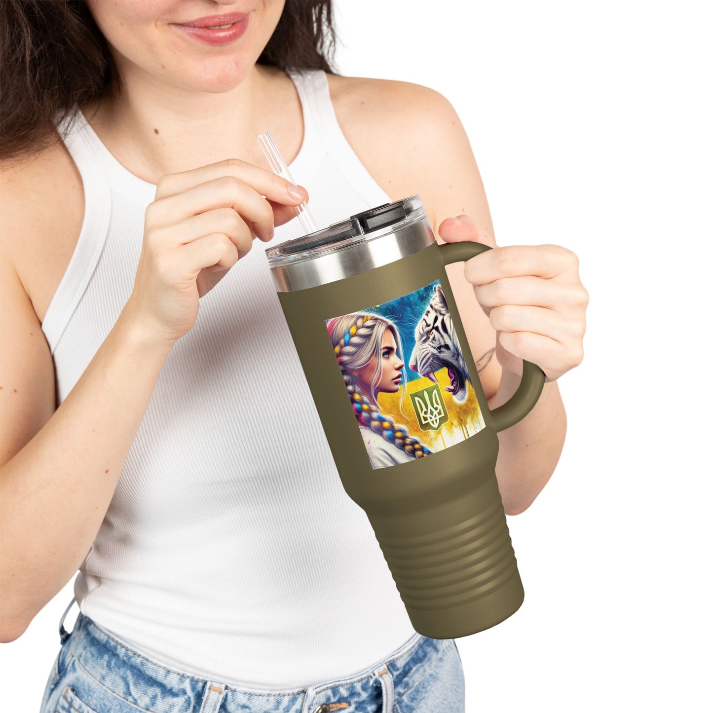 Ukrainian Wild Spirit  Girl Travel Mug, 40oz
