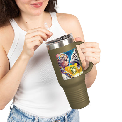 Ukrainian Wild Spirit  Girl Travel Mug, 40oz