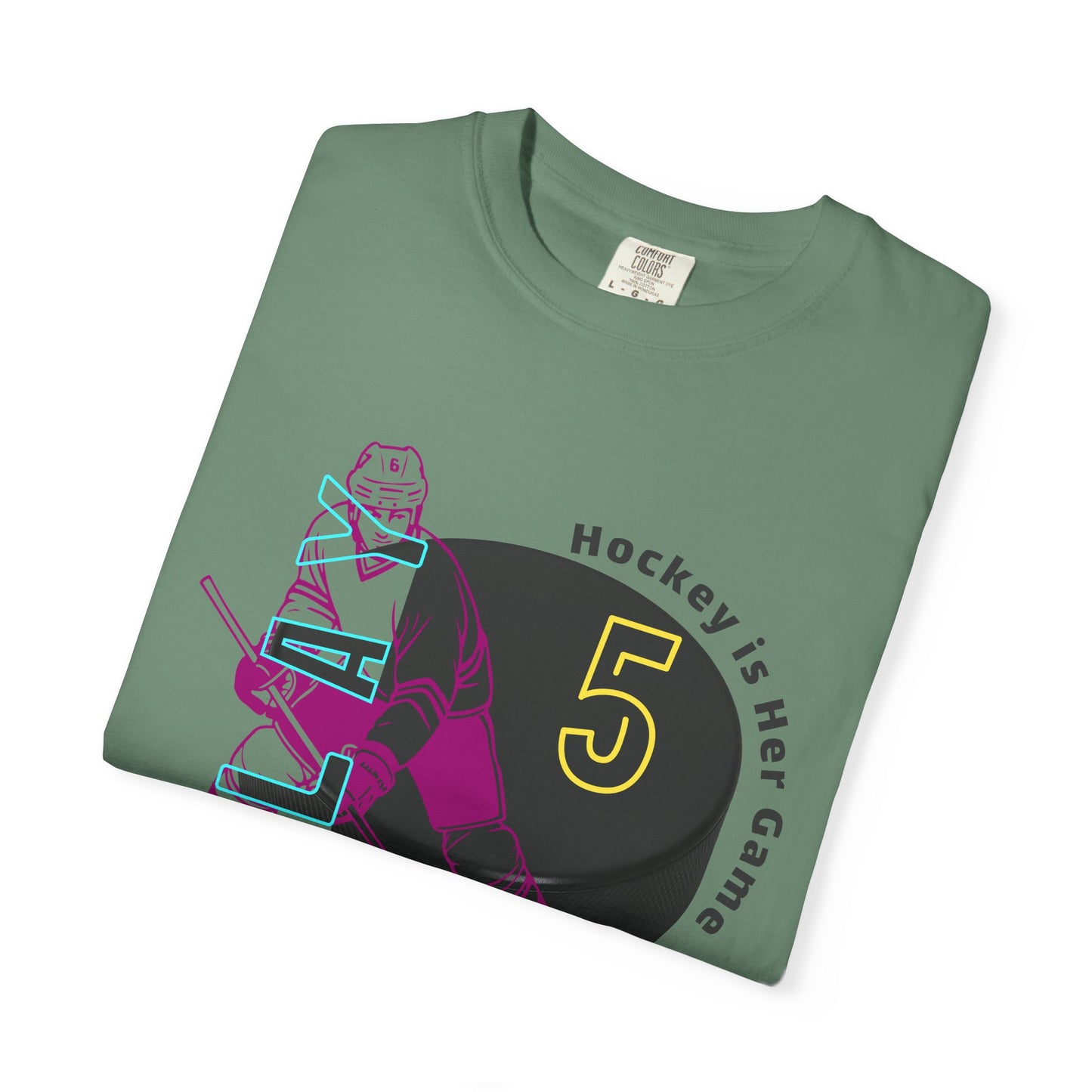 PERSONALIZE Women's Hockey Player Garment-Dyed T-shirt