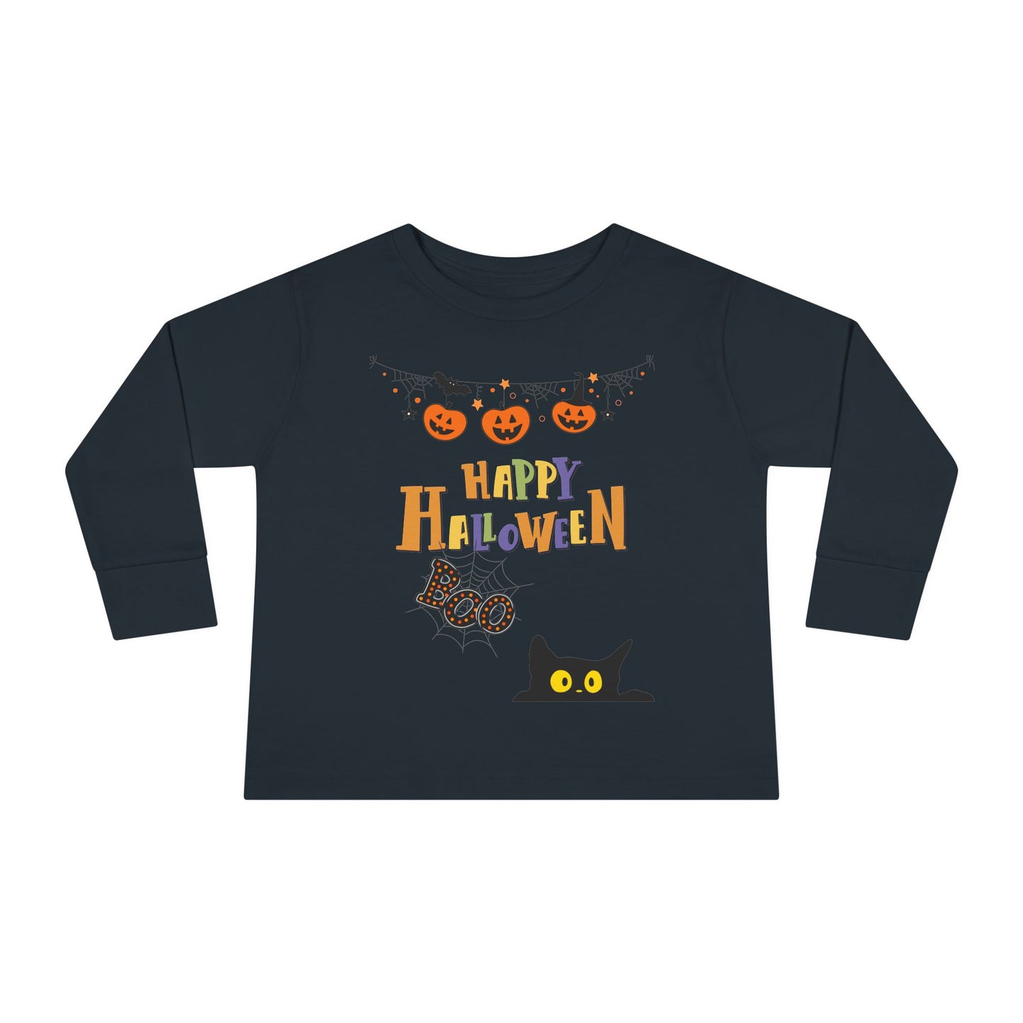 Toddler Long Sleeve Black Cat & Pumpkin Patch