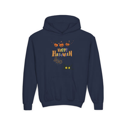 Kids Black Cat & Pumpkin Patch Heavy Blend Cozy Hoodie