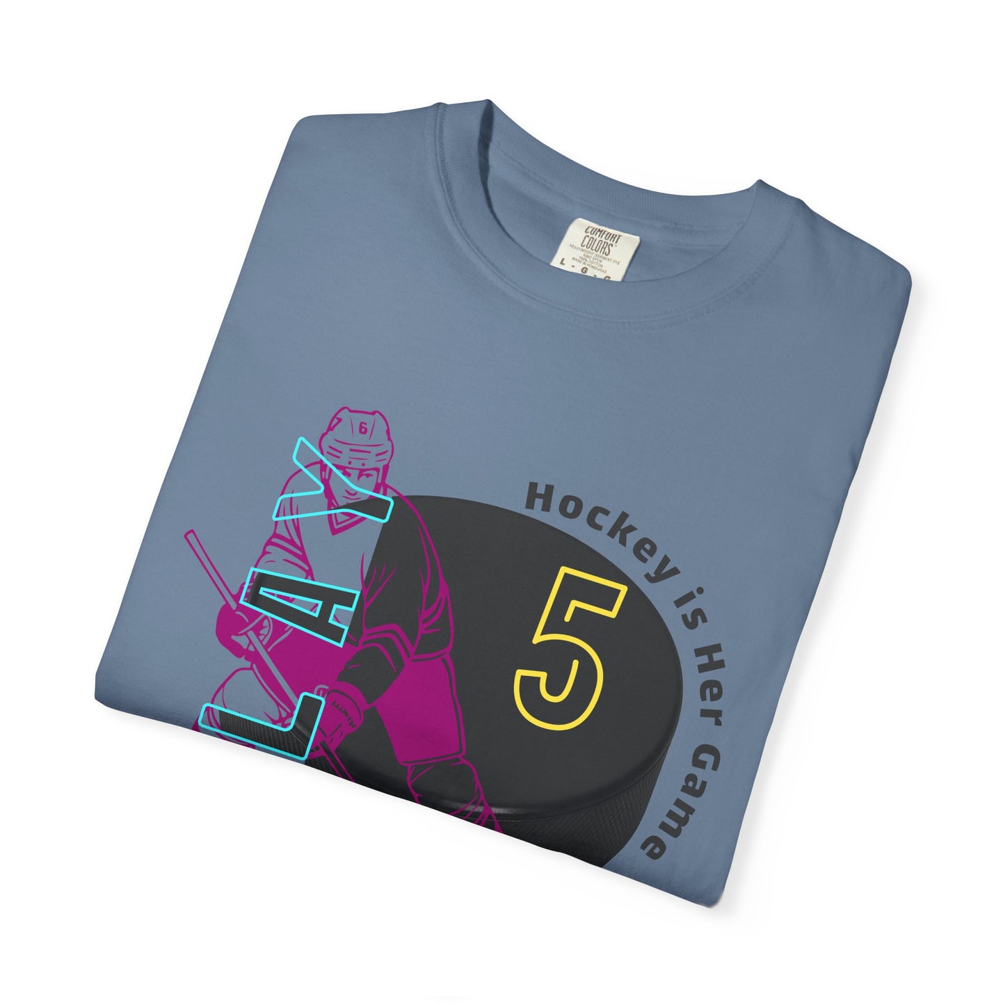 PERSONALIZE Women's Hockey Player Garment-Dyed T-shirt