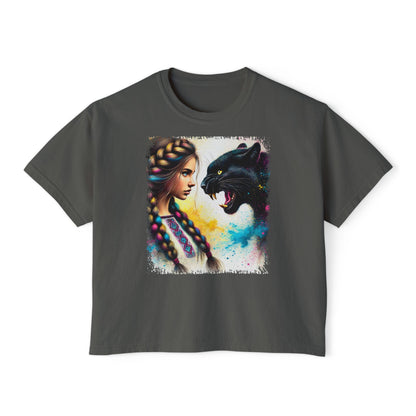 PERSONALIZE Ukrainian Soul, Panther Heart - Oversized Boxy Fit Graphic T-shirt