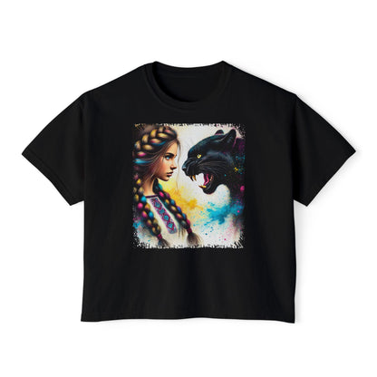 PERSONALIZE Ukrainian Soul, Panther Heart - Oversized Boxy Fit Graphic T-shirt