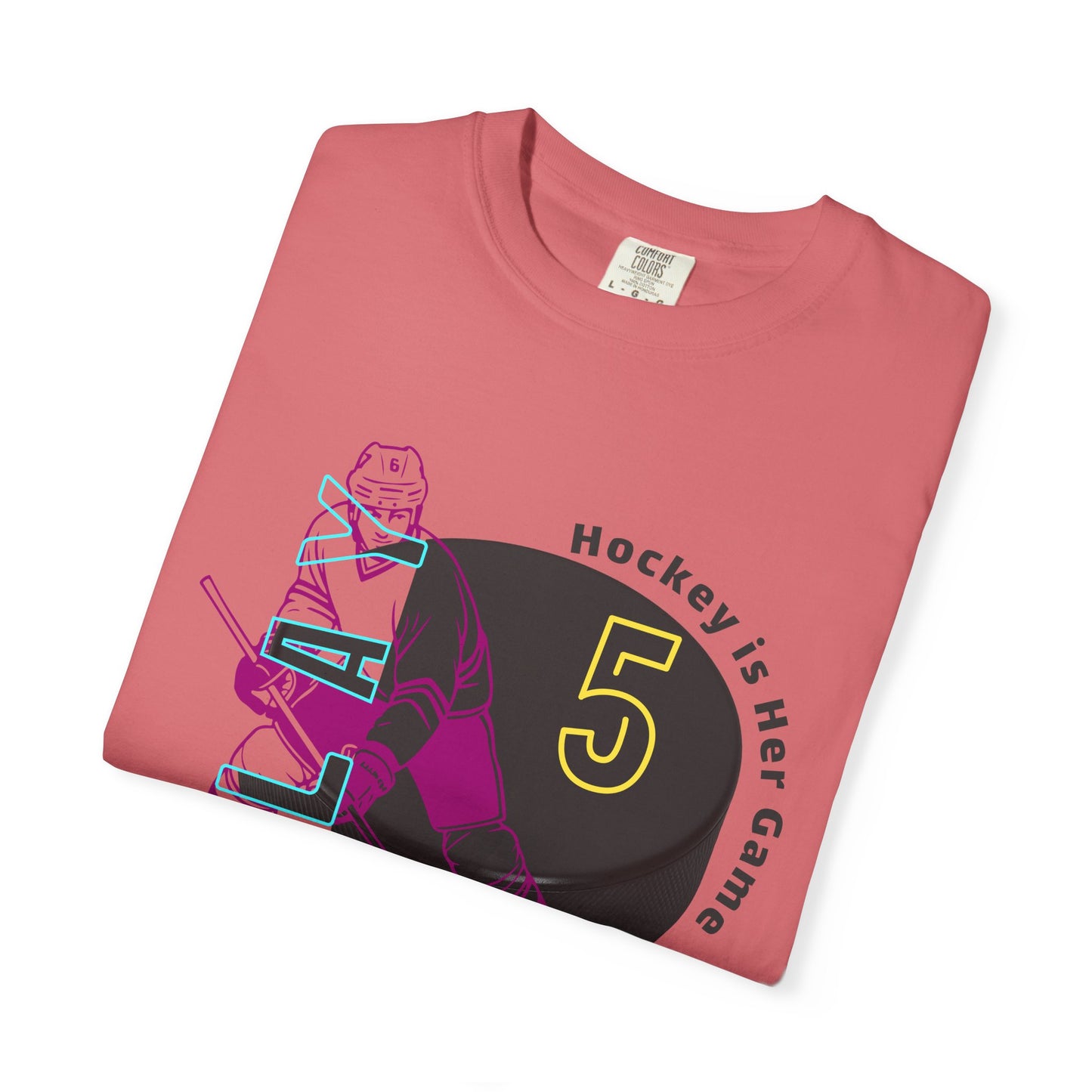 PERSONALIZE Women's Hockey Player Garment-Dyed T-shirt