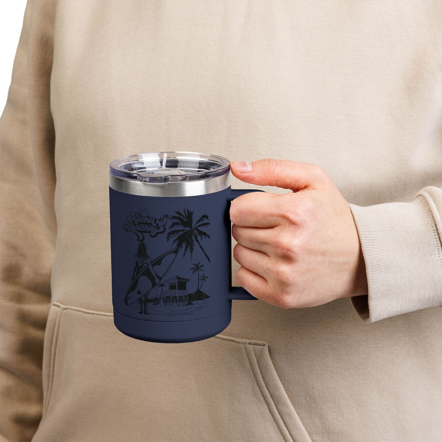 Surfing  Girl Mug Tumbler, 15oz