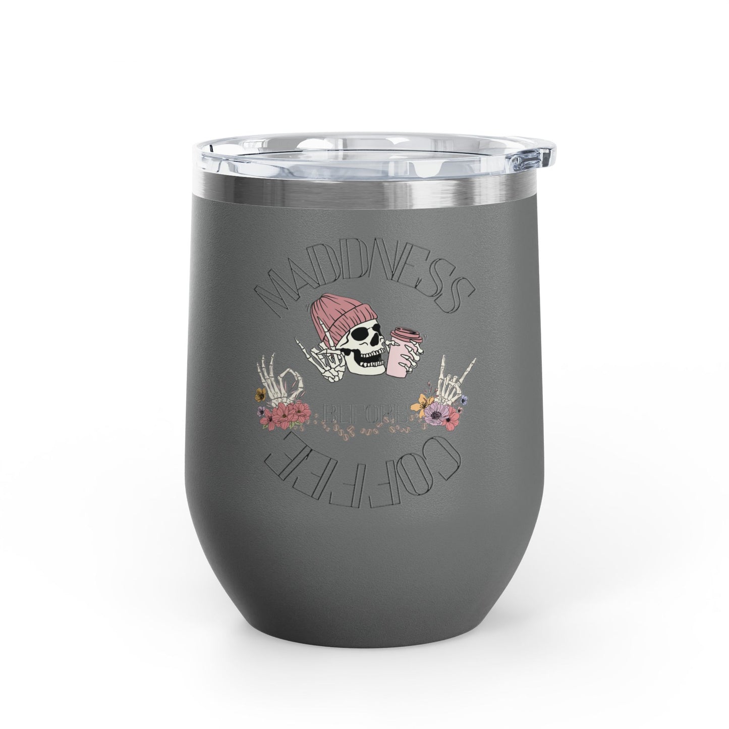 Skull Madness with Flowers Travel Mug 12oz