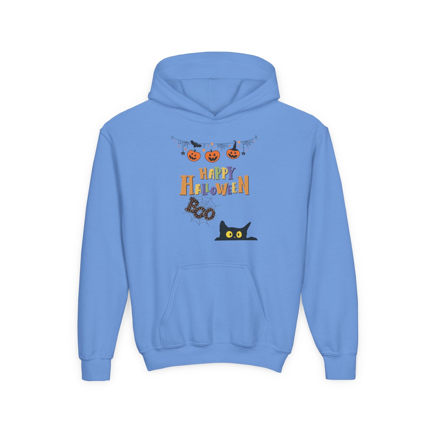 Kids Black Cat & Pumpkin Patch Heavy Blend Cozy Hoodie