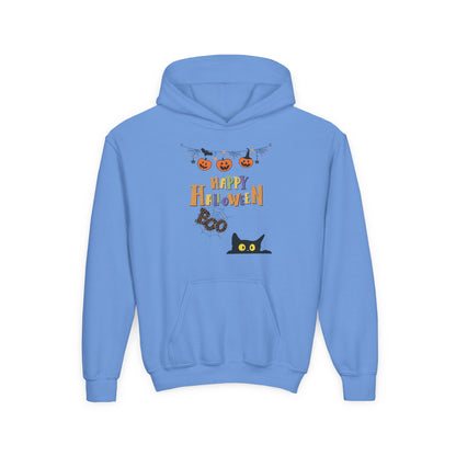 Kids Black Cat & Pumpkin Patch Heavy Blend Cozy Hoodie