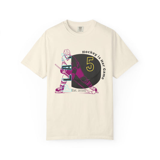PERSONALIZE Women's Hockey Player Garment-Dyed T-shirt
