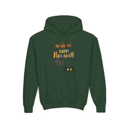 Kids Black Cat & Pumpkin Patch Heavy Blend Cozy Hoodie