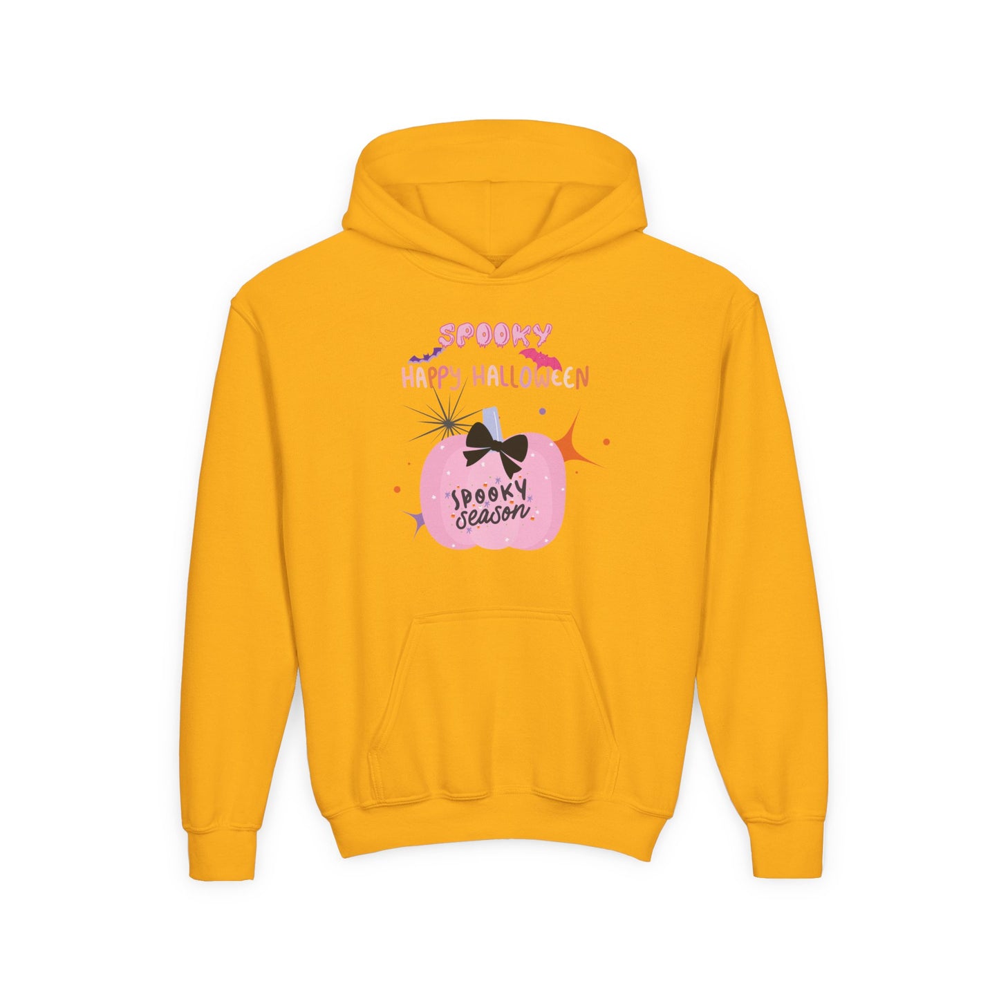 Kids Pretty in Pink Spooky Season Heavy Blend Cozy Hoodie