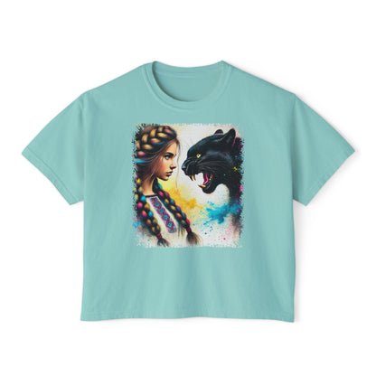PERSONALIZE Ukrainian Soul, Panther Heart - Oversized Boxy Fit Graphic T-shirt