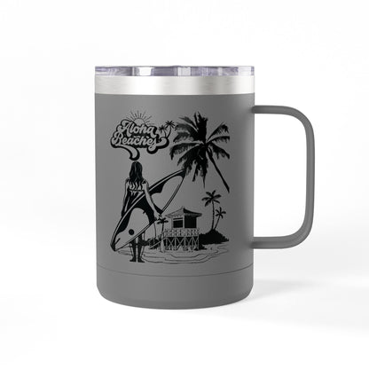 Surfing  Girl Mug Tumbler, 15oz