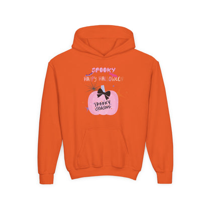 Kids Pretty in Pink Spooky Season Heavy Blend Cozy Hoodie
