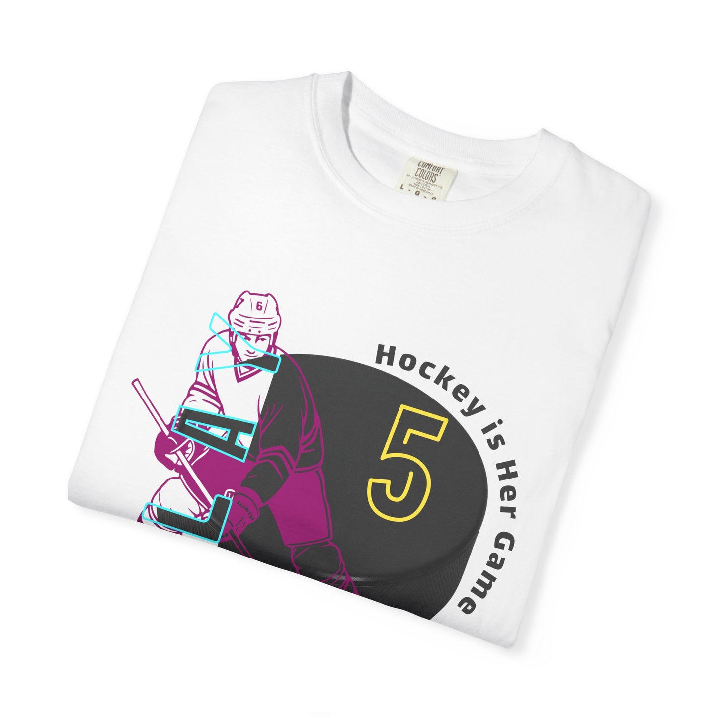 PERSONALIZE Women's Hockey Player Garment-Dyed T-shirt