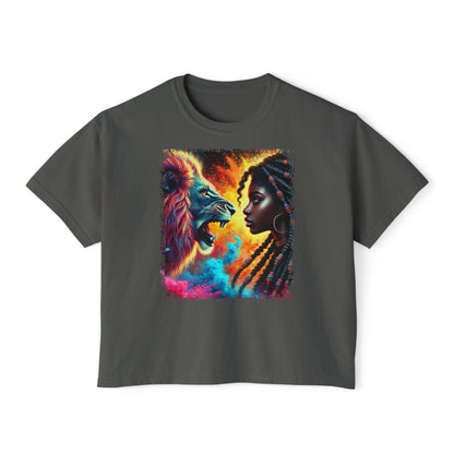 PERSONALIZE The Girl Who Roared in Silence Oversized Boxy Fit Graphic T-shirt