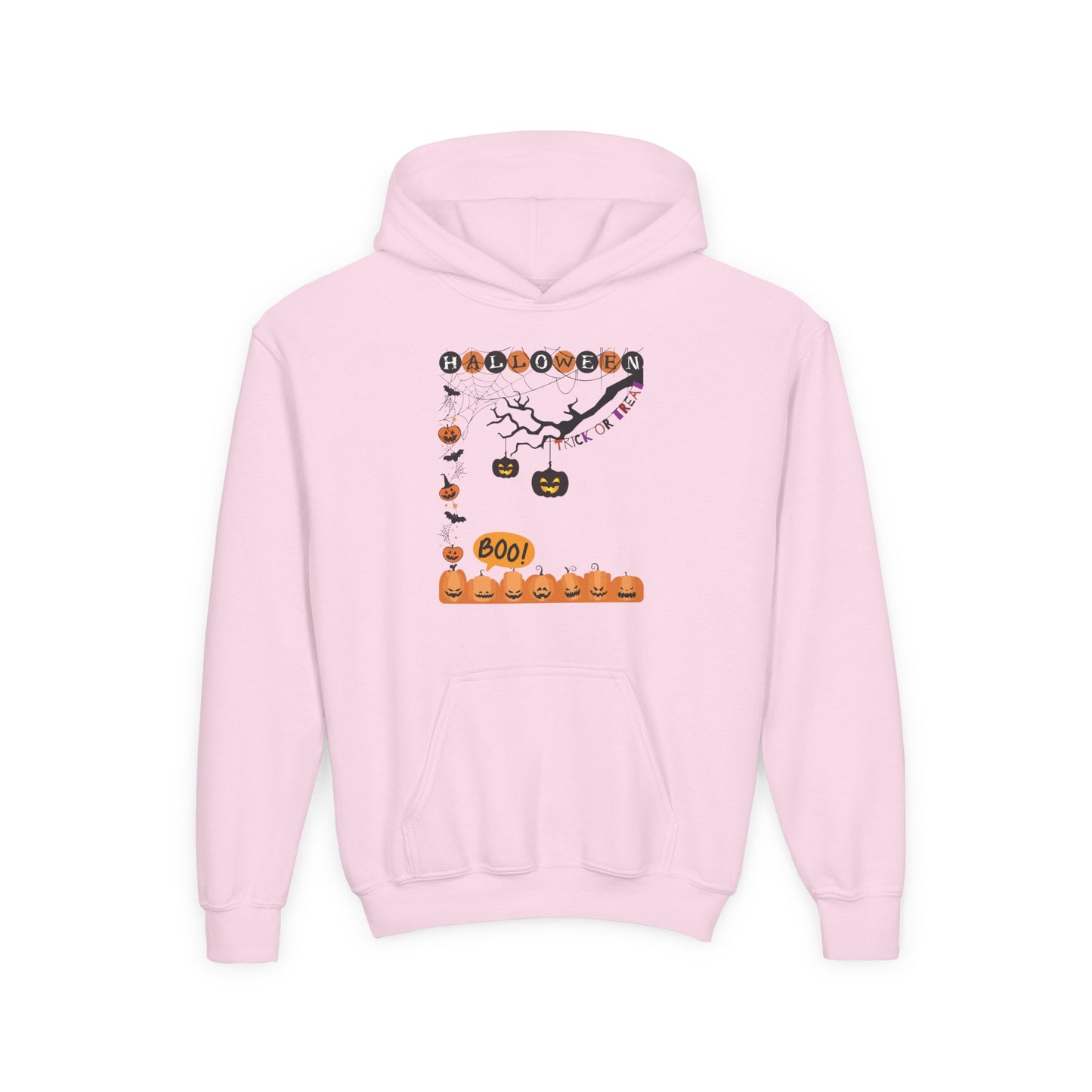 Kids Pumpkin Smile Squad Heavy Blend Cozy Hoodie