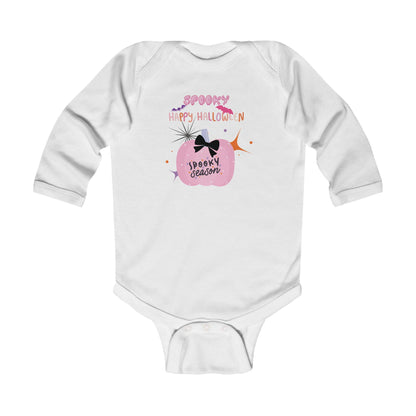 Baby Pretty in Pink Spooky Season Long Sleeve Bodysuit