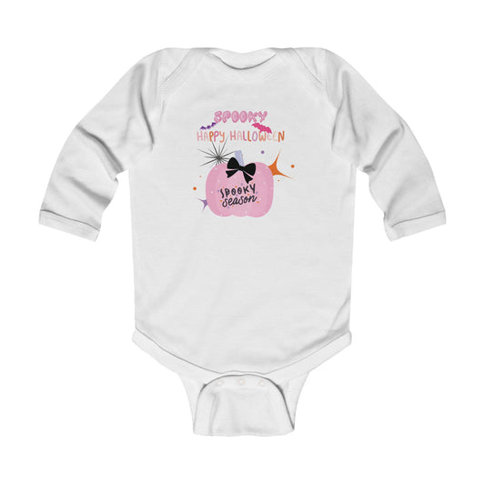 Baby Pretty in Pink Spooky Season Long Sleeve Bodysuit