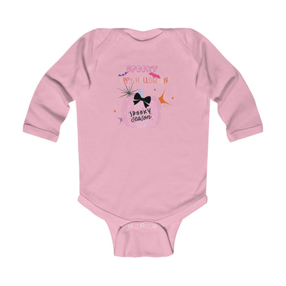 Baby Pretty in Pink Spooky Season Long Sleeve Bodysuit
