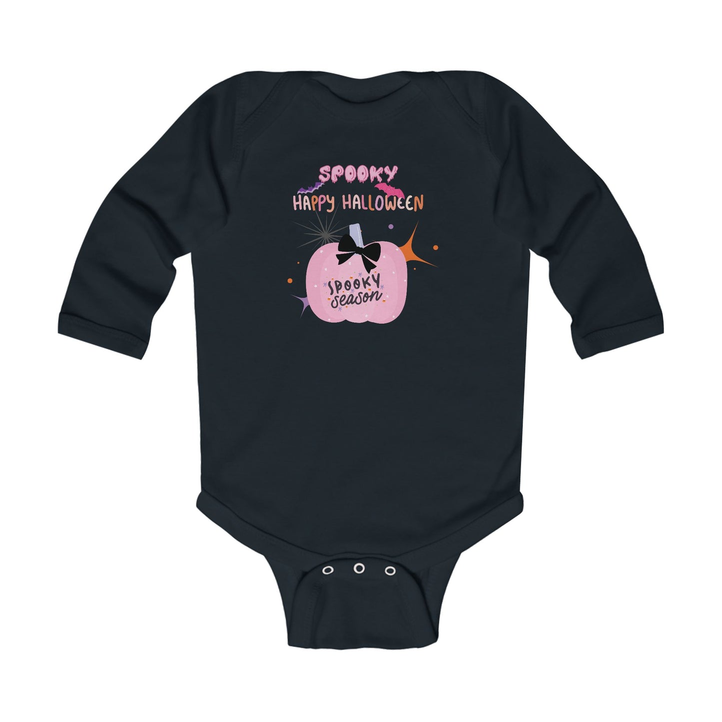 Baby Pretty in Pink Spooky Season Long Sleeve Bodysuit