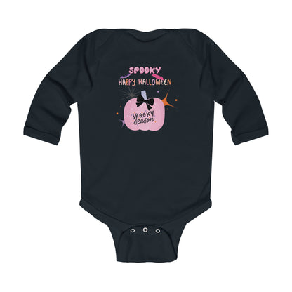 Baby Pretty in Pink Spooky Season Long Sleeve Bodysuit