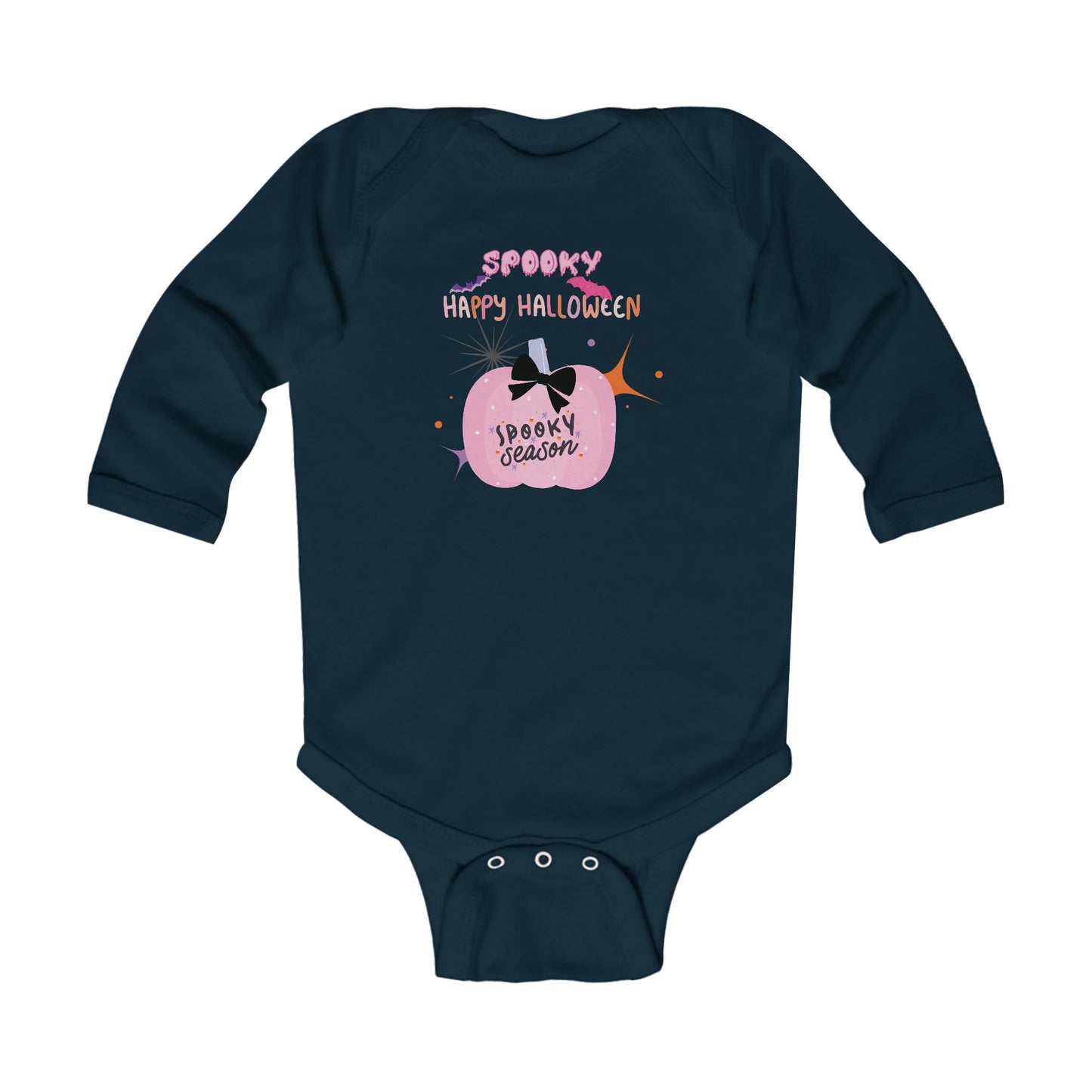 Baby Pretty in Pink Spooky Season Long Sleeve Bodysuit