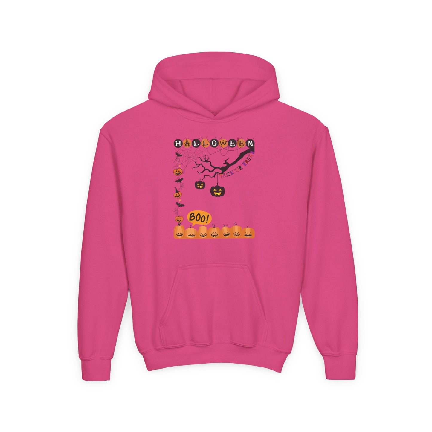 Kids Pumpkin Smile Squad Heavy Blend Cozy Hoodie