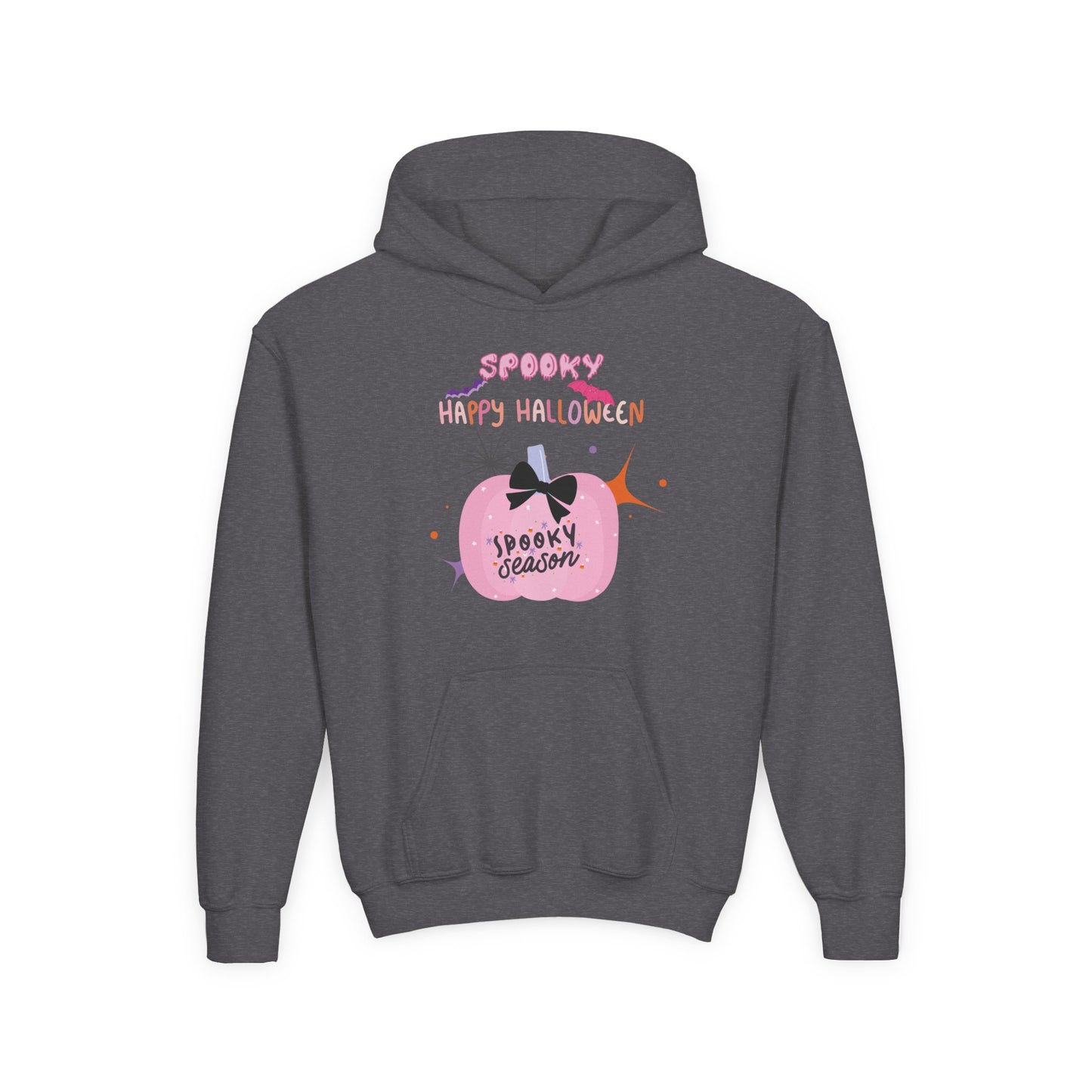 Kids Pretty in Pink Spooky Season Heavy Blend Cozy Hoodie