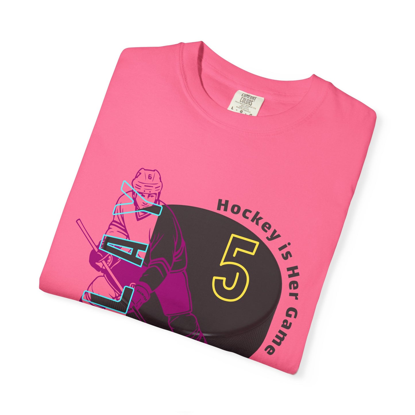 PERSONALIZE Women's Hockey Player Garment-Dyed T-shirt