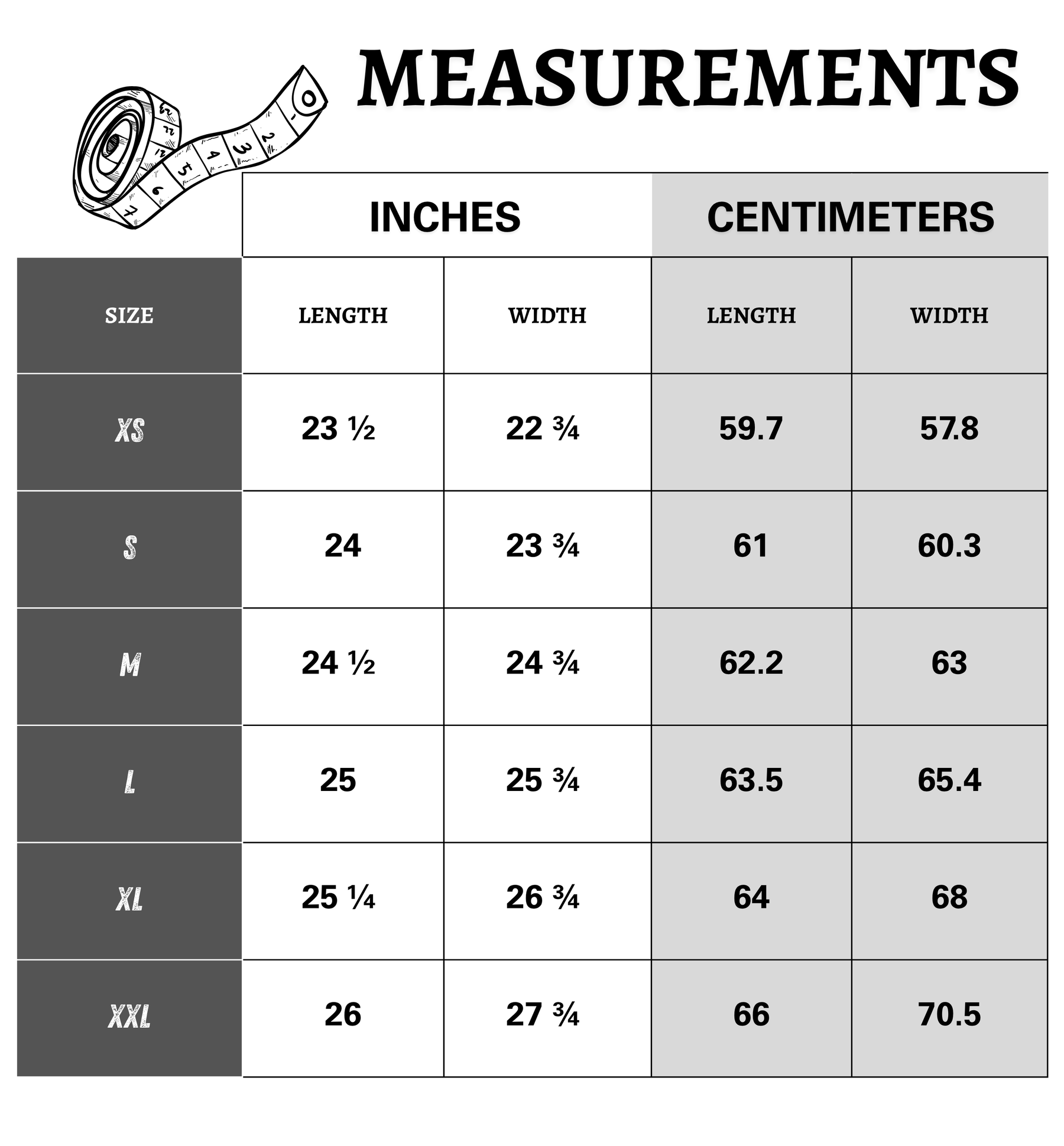 Size chart